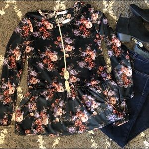Floral Velvet Peplum NWT